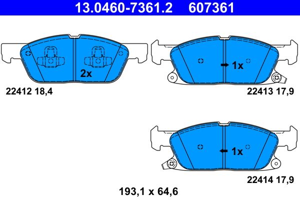 ATE 13.0460-7361.2 Brake Pad Set, disc brake