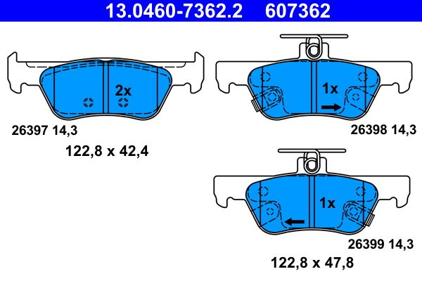 ATE 13.0460-7362.2 Brake Pad Set, disc brake