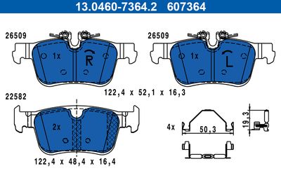 Brake Pad Set, disc brake ATE 13.0460-7364.2