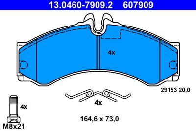 Brake Pad Set, disc brake ATE 13.0460-7909.2