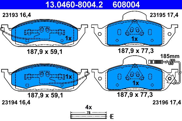 ATE 13.0460-8004.2 Brake Pad Set, disc brake