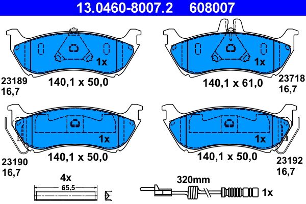 ATE 13.0460-8007.2 Brake Pad Set, disc brake