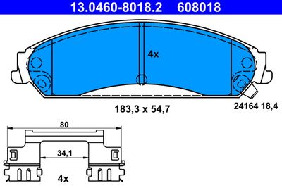 Brake Pad Set, disc brake ATE 13.0460-8018.2