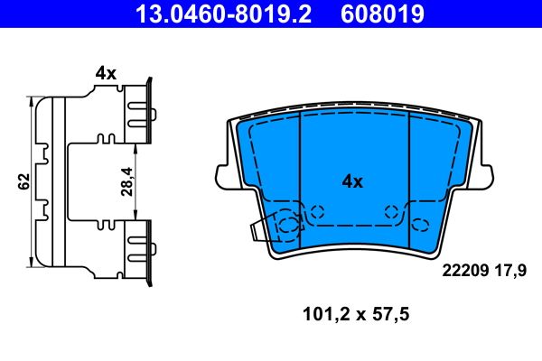 ATE 13.0460-8019.2 Brake Pad Set, disc brake
