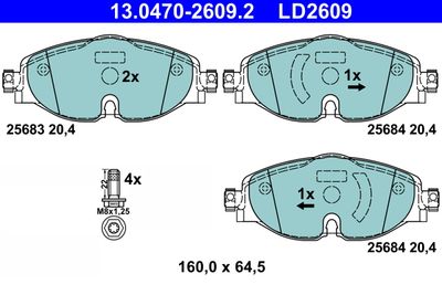 Brake Pad Set, disc brake ATE 13.0470-2609.2