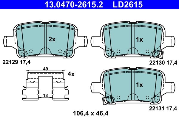 ATE 13.0470-2615.2 Brake Pad Set, disc brake
