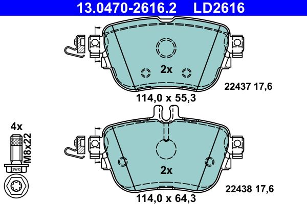 ATE 13.0470-2616.2 Brake Pad Set, disc brake