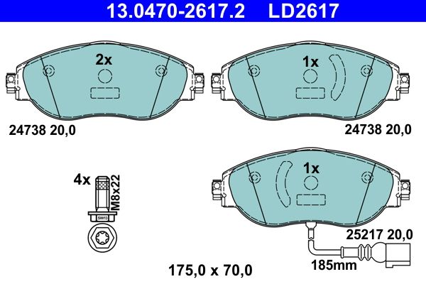 ATE 13.0470-2617.2 Brake Pad Set, disc brake