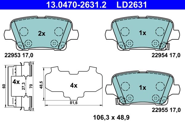 ATE 13.0470-2631.2 Brake Pad Set, disc brake