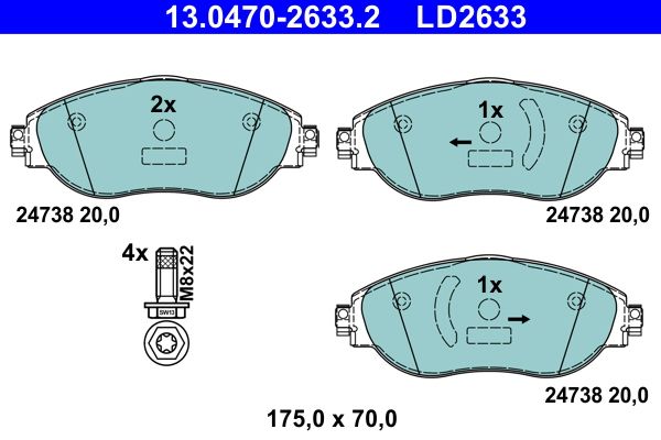 ATE 13.0470-2633.2 Brake Pad Set, disc brake