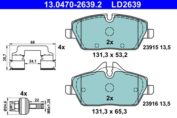 ATE 13.0470-2639.2 Brake Pad Set, disc brake