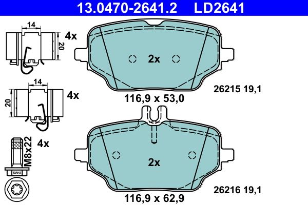 ATE 13.0470-2641.2 Brake Pad Set, disc brake