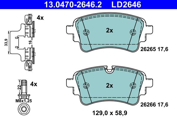 ATE 13.0470-2646.2 Brake Pad Set, disc brake