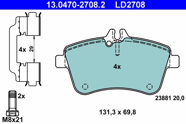 ATE 13.0470-2708.2 Brake Pad Set, disc brake