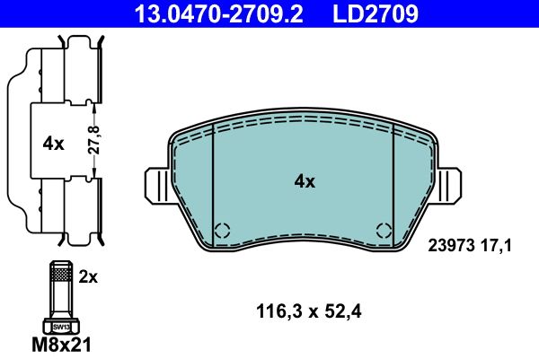 ATE 13.0470-2709.2 Brake Pad Set, disc brake