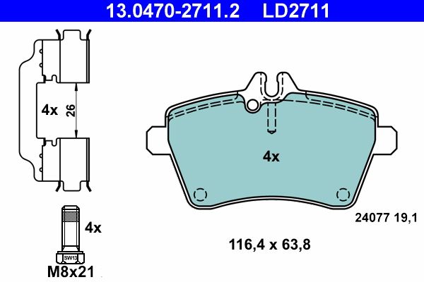 ATE 13.0470-2711.2 Brake Pad Set, disc brake