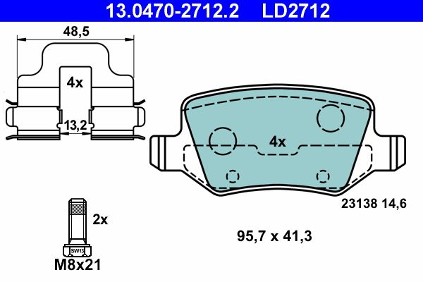 ATE 13.0470-2712.2 Brake Pad Set, disc brake