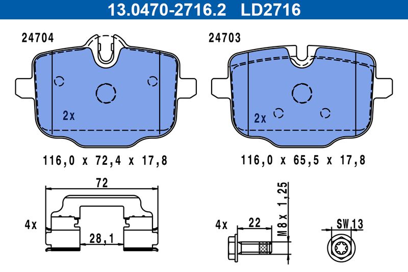 ATE 13.0470-2716.2 Brake Pad Set, disc brake