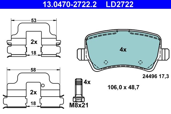 ATE 13.0470-2722.2 Brake Pad Set, disc brake