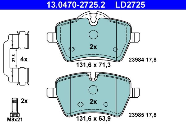 ATE 13.0470-2725.2 Brake Pad Set, disc brake