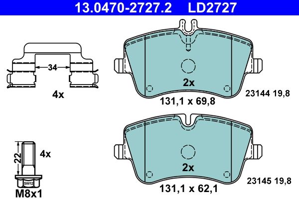 ATE 13.0470-2727.2 Brake Pad Set, disc brake