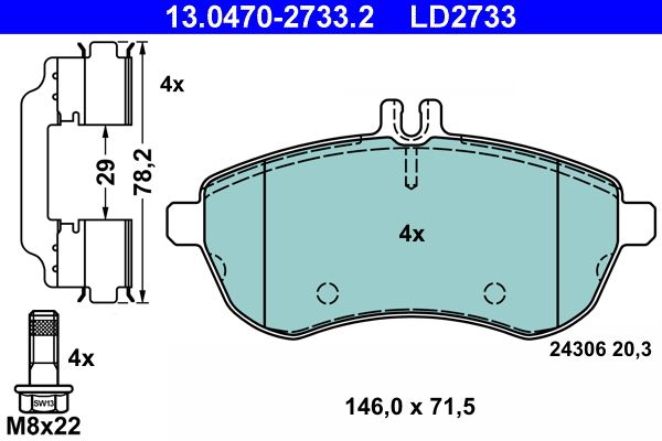 ATE 13.0470-2733.2 Brake Pad Set, disc brake