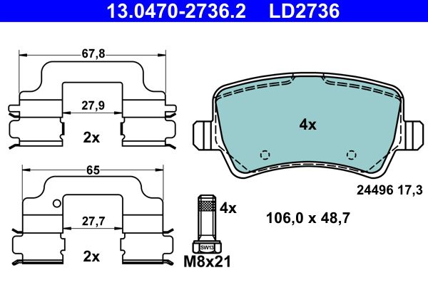 ATE 13.0470-2736.2 Brake Pad Set, disc brake