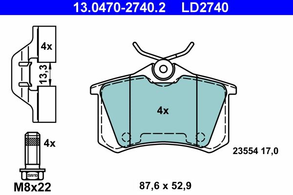 ATE 13.0470-2740.2 Brake Pad Set, disc brake