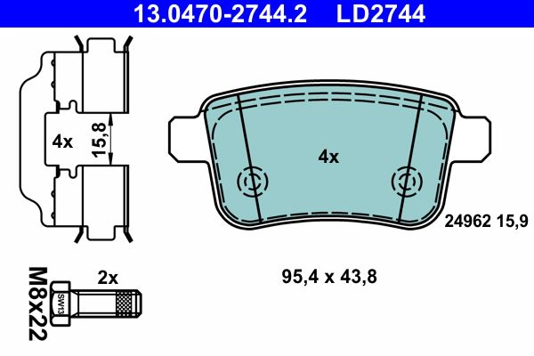 ATE 13.0470-2744.2 Brake Pad Set, disc brake