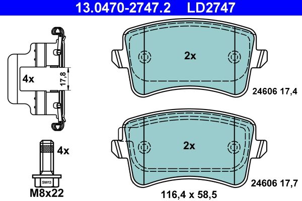 ATE 13.0470-2747.2 Brake Pad Set, disc brake