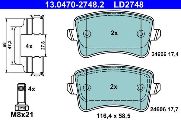 ATE 13.0470-2748.2 Brake Pad Set, disc brake