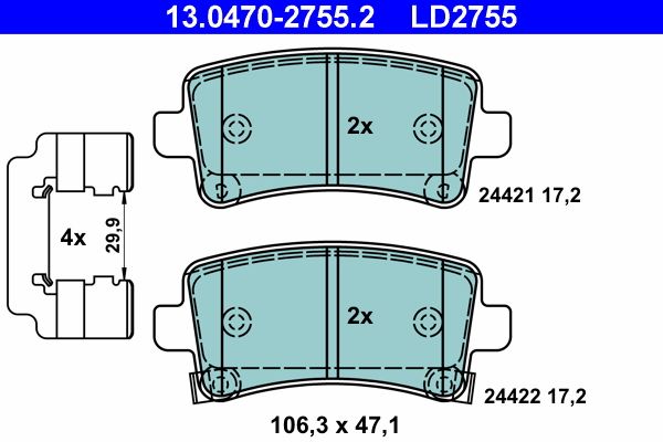 ATE 13.0470-2755.2 Brake Pad Set, disc brake