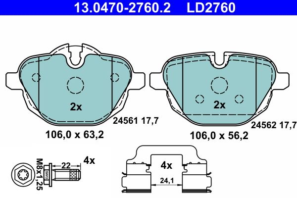 ATE 13.0470-2760.2 Brake Pad Set, disc brake