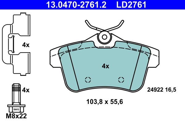 ATE 13.0470-2761.2 Brake Pad Set, disc brake