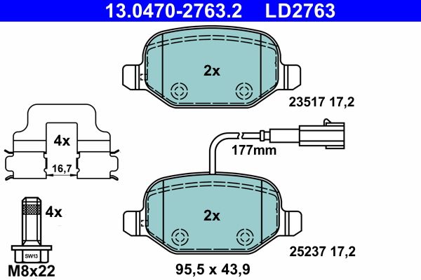 ATE 13.0470-2763.2 Brake Pad Set, disc brake