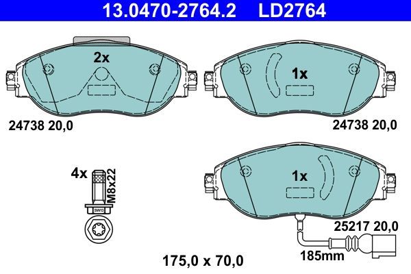 ATE 13.0470-2764.2 Brake Pad Set, disc brake