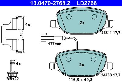 Brake Pad Set, disc brake ATE 13.0470-2768.2