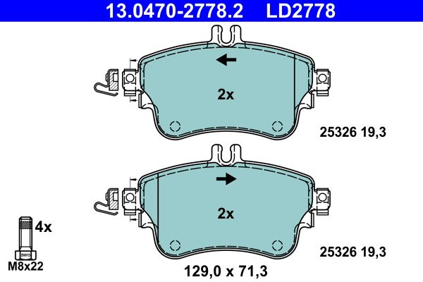 ATE 13.0470-2778.2 Brake Pad Set, disc brake