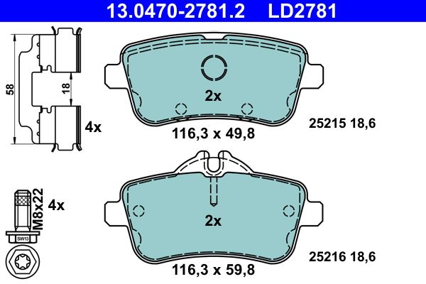 ATE 13.0470-2781.2 Brake Pad Set, disc brake