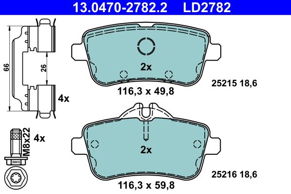 ATE 13.0470-2782.2 Brake Pad Set, disc brake