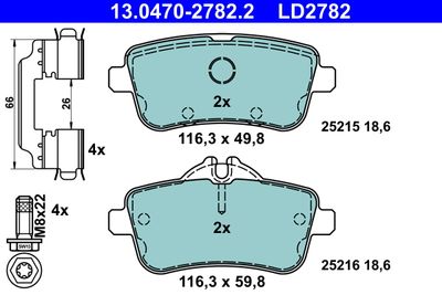 Brake Pad Set, disc brake ATE 13.0470-2782.2
