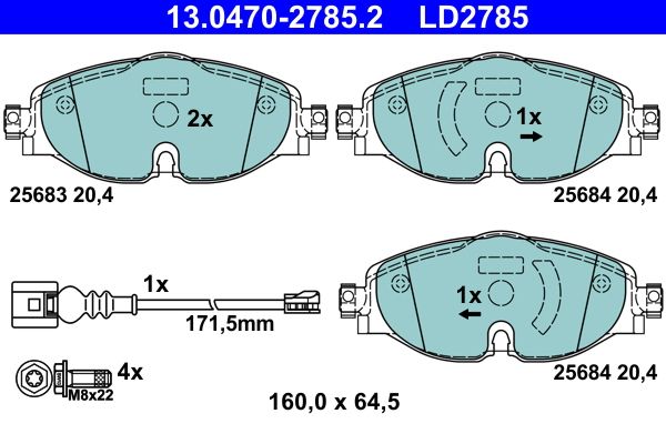 ATE 13.0470-2785.2 Brake Pad Set, disc brake