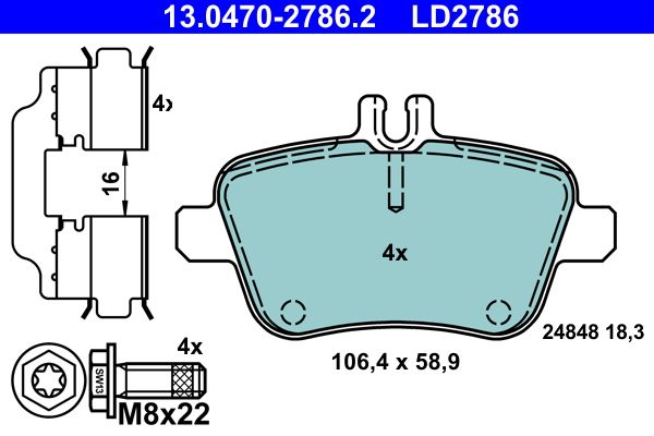 ATE 13.0470-2786.2 Brake Pad Set, disc brake