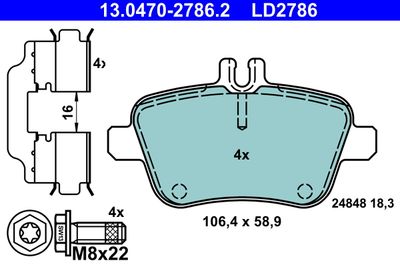 Brake Pad Set, disc brake ATE 13.0470-2786.2