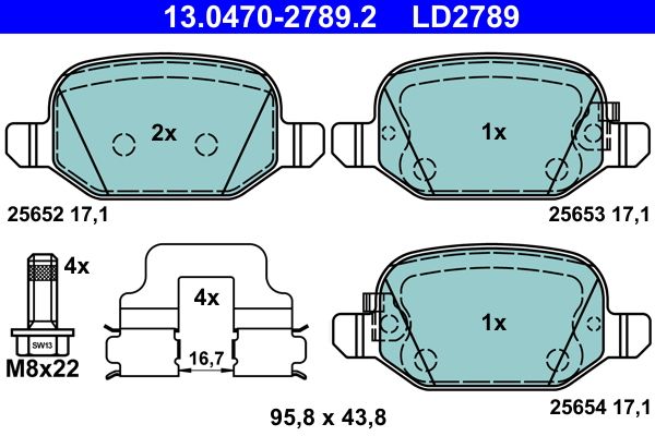 ATE 13.0470-2789.2 Brake Pad Set, disc brake