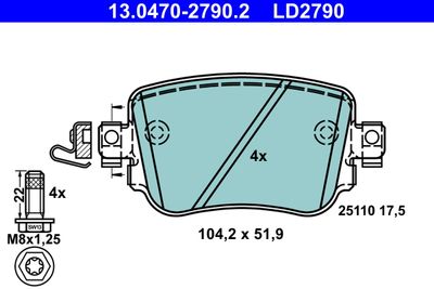Brake Pad Set, disc brake ATE 13.0470-2790.2