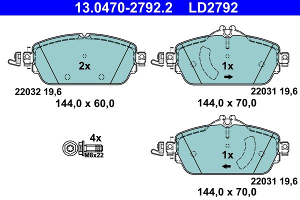 ATE 13.0470-2792.2 Brake Pad Set, disc brake