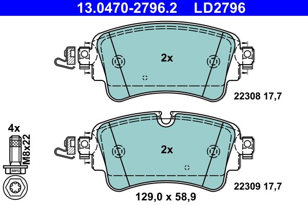 ATE 13.0470-2796.2 Brake Pad Set, disc brake