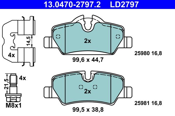 ATE 13.0470-2797.2 Brake Pad Set, disc brake