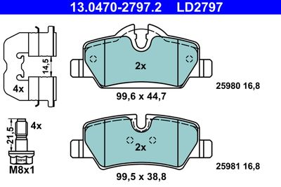 Brake Pad Set, disc brake ATE 13.0470-2797.2